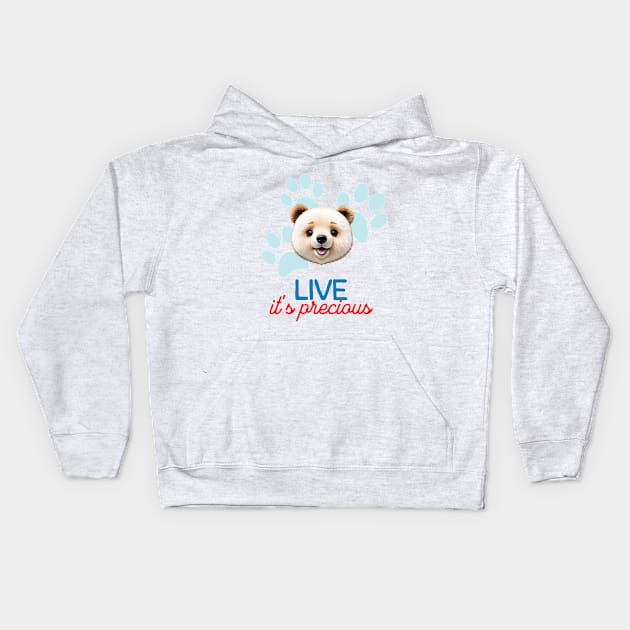 Cute Bear Minimalist Style Art | Live, it's precious Kids Hoodie by Moonlight Forge Studio